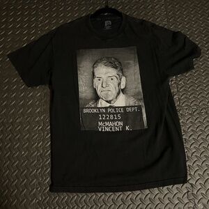Vince McMahon Authentic WWE Mug Shot Shirt Large L 2018 WWF Brooklyn Police Dept